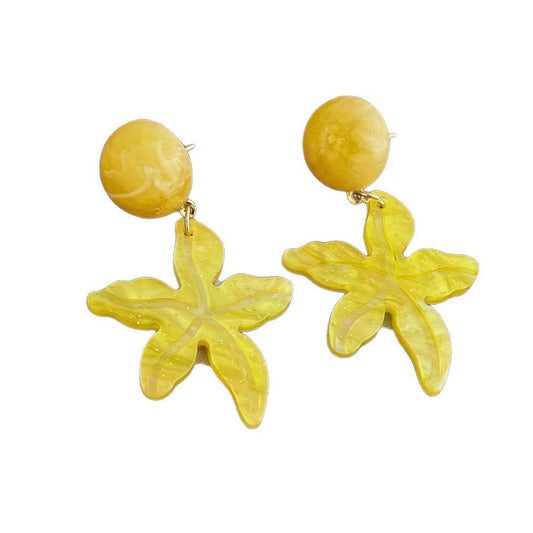Mori Style Coconut Tree Vacation Seaside Yellow Earrings