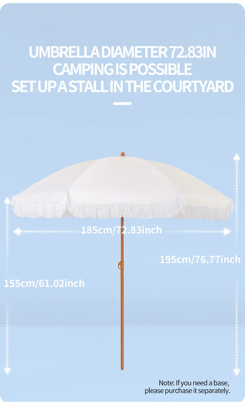 Large Camping Seaside Resort Beach Umbrella Courtyard Tassel Sun Umbrella Pool Sun Protection Terrace