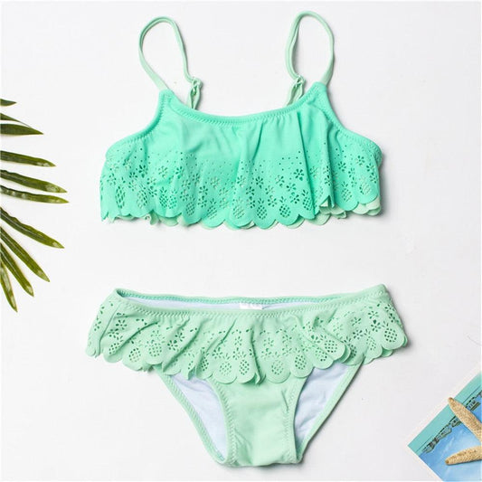 Multicolored Style Girls Kids Swimwear Swimsuit Girls Two Piece Bikini Swimsuits Floral Bathing Suit For Kids Summer Beach Swimwear Summer Children Bathing Suit Kids Girls Bikini Set 2-14 Years