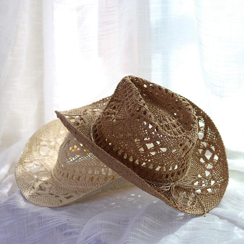 Vintage Straw Cowboy Hat Hand Made Beach Straw Hat Summer Outdoor Men's And Women's Big Brim Sun Hat Elegant Party Cap Sun Protection Unisex Hats Breathable Hat