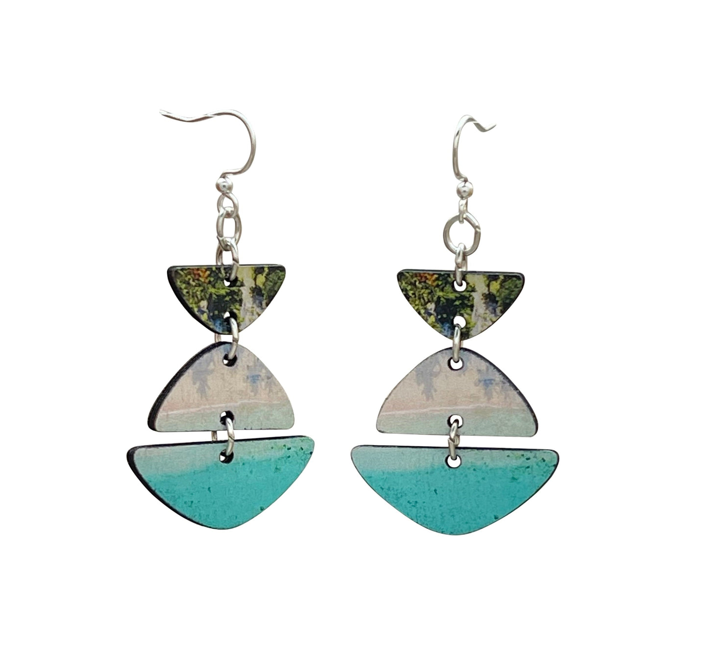 Stacked Beach Stone Earrings #1637