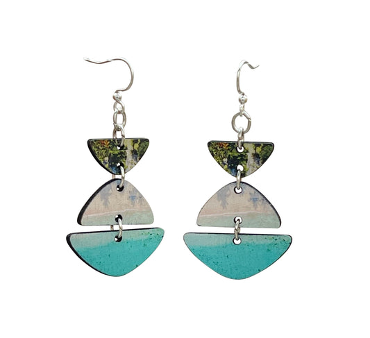 Stacked Beach Stone Earrings #1637