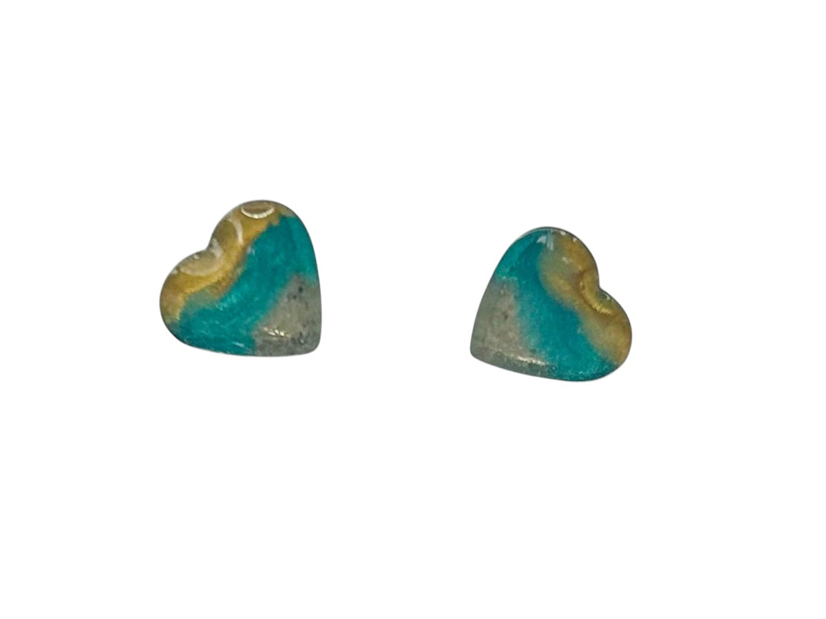 Sunset heart earrings with Oval Beach sand