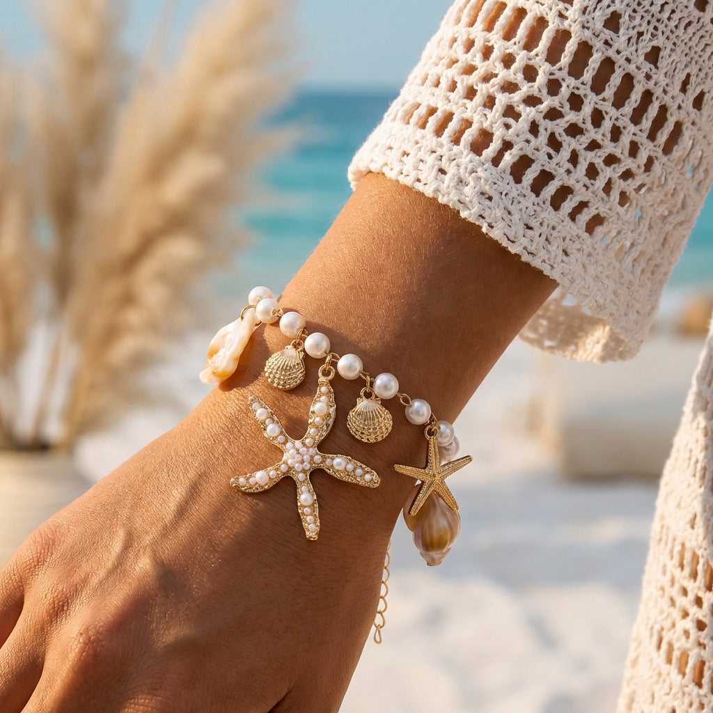 Elements Beach Vacation Style Starfish Shell Jewelry Set