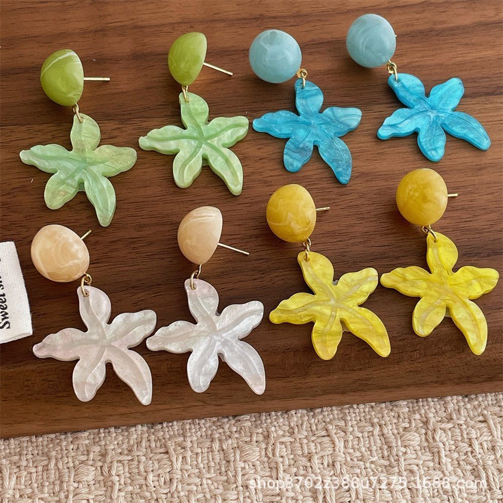 Mori Style Coconut Tree Vacation Seaside Yellow Earrings