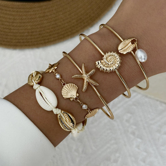 Women's Beach Starfish Shell Conch Pearl Fashion Commuter Temperament Bracelets