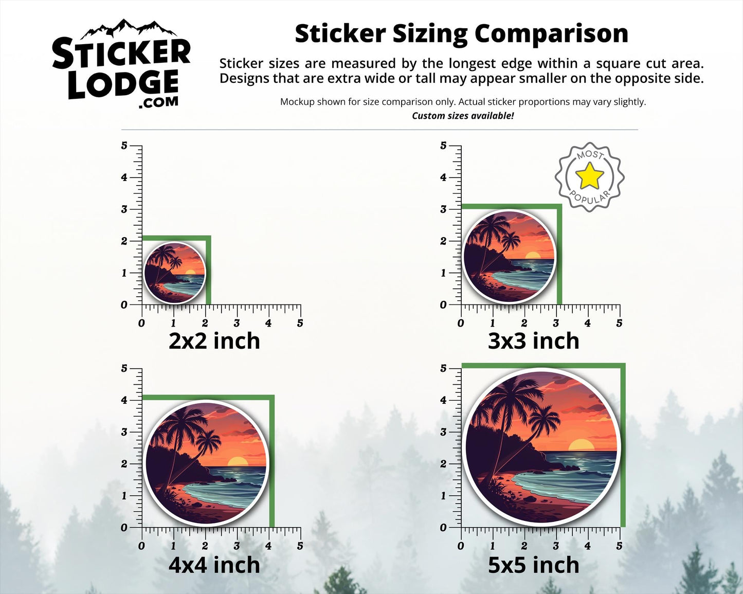 Tropical Beach Sunset Vinyl Sticker