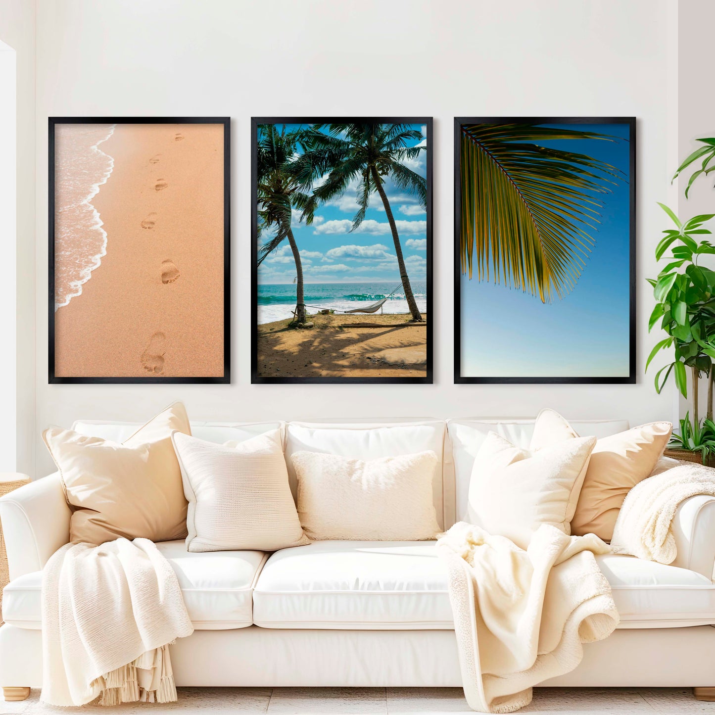 Large Coastal Art – Footprints & Palm Beach Trio