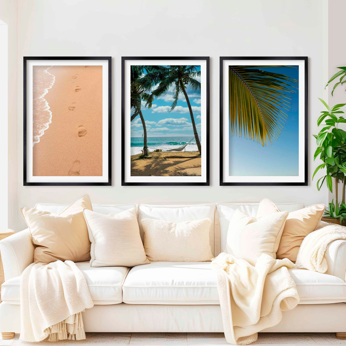 Large Coastal Art – Footprints & Palm Beach Trio