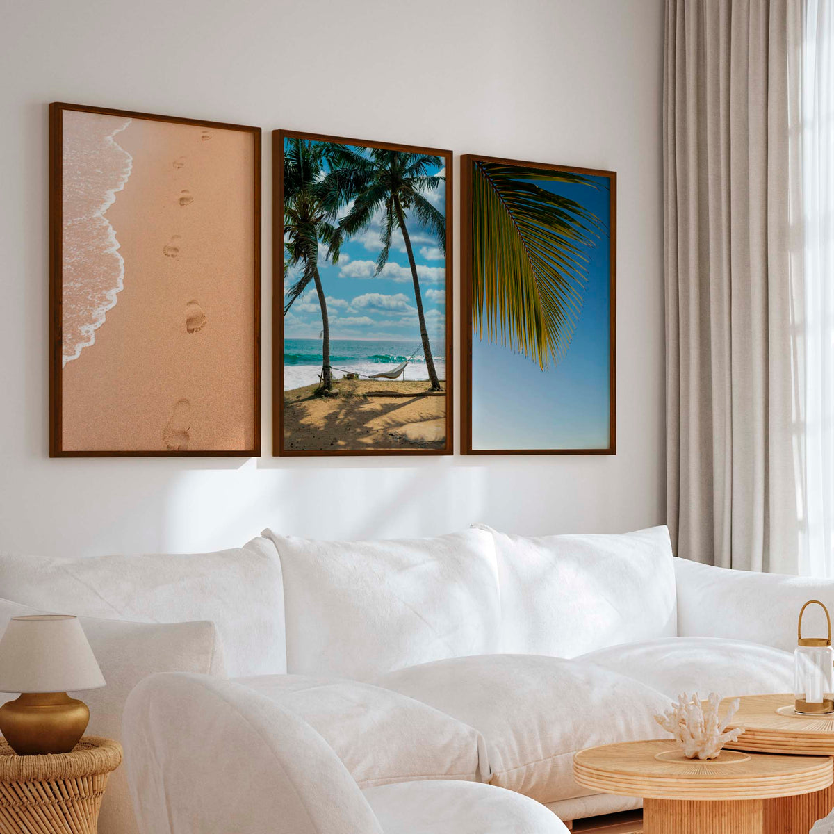 Large Coastal Art – Footprints & Palm Beach Trio