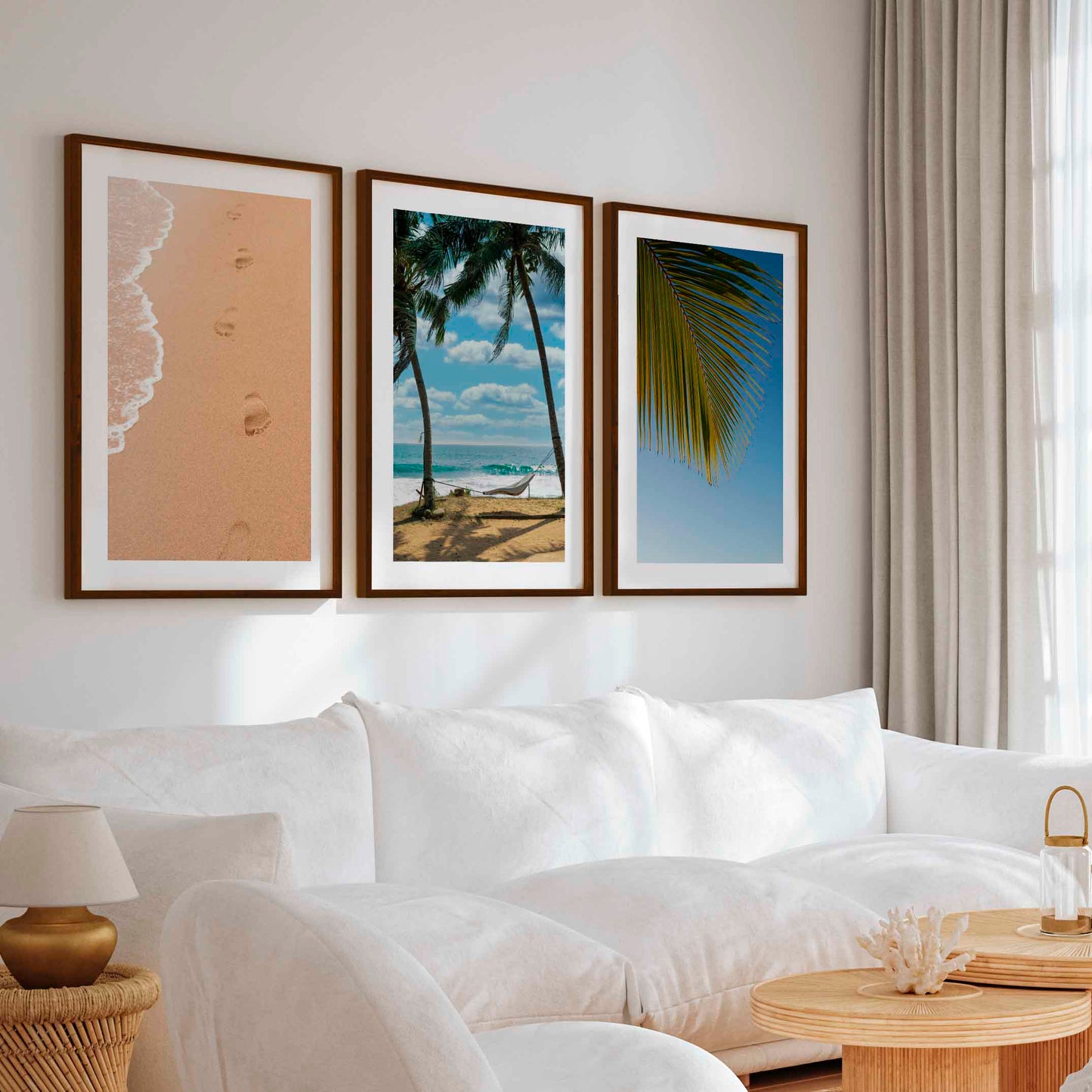 Large Coastal Art – Footprints & Palm Beach Trio