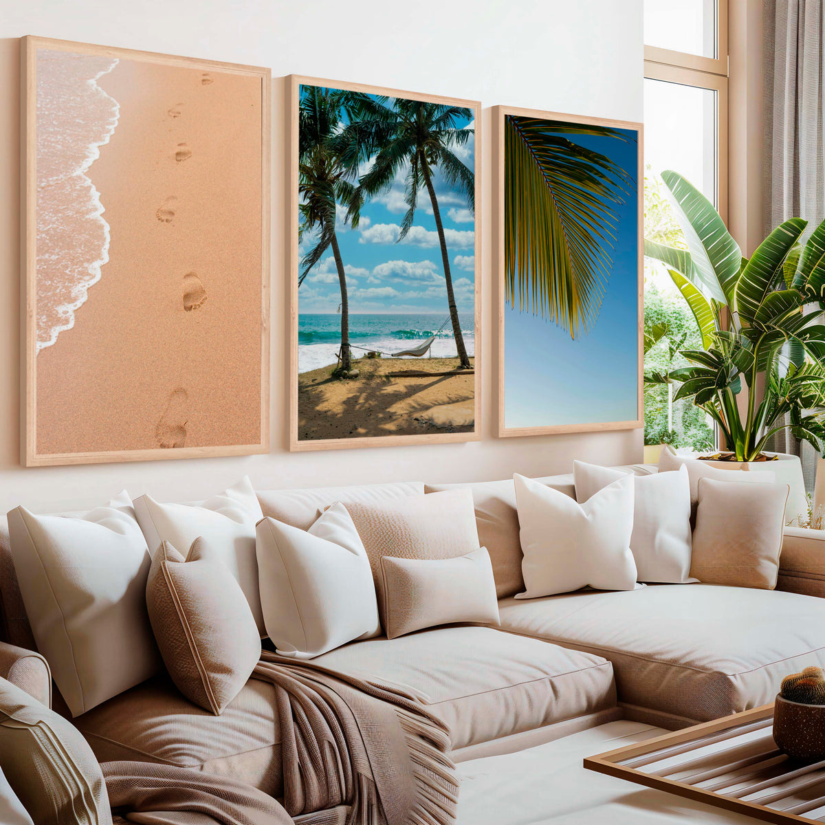 Large Coastal Art – Footprints & Palm Beach Trio