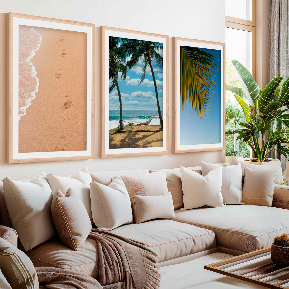 Large Coastal Art – Footprints & Palm Beach Trio