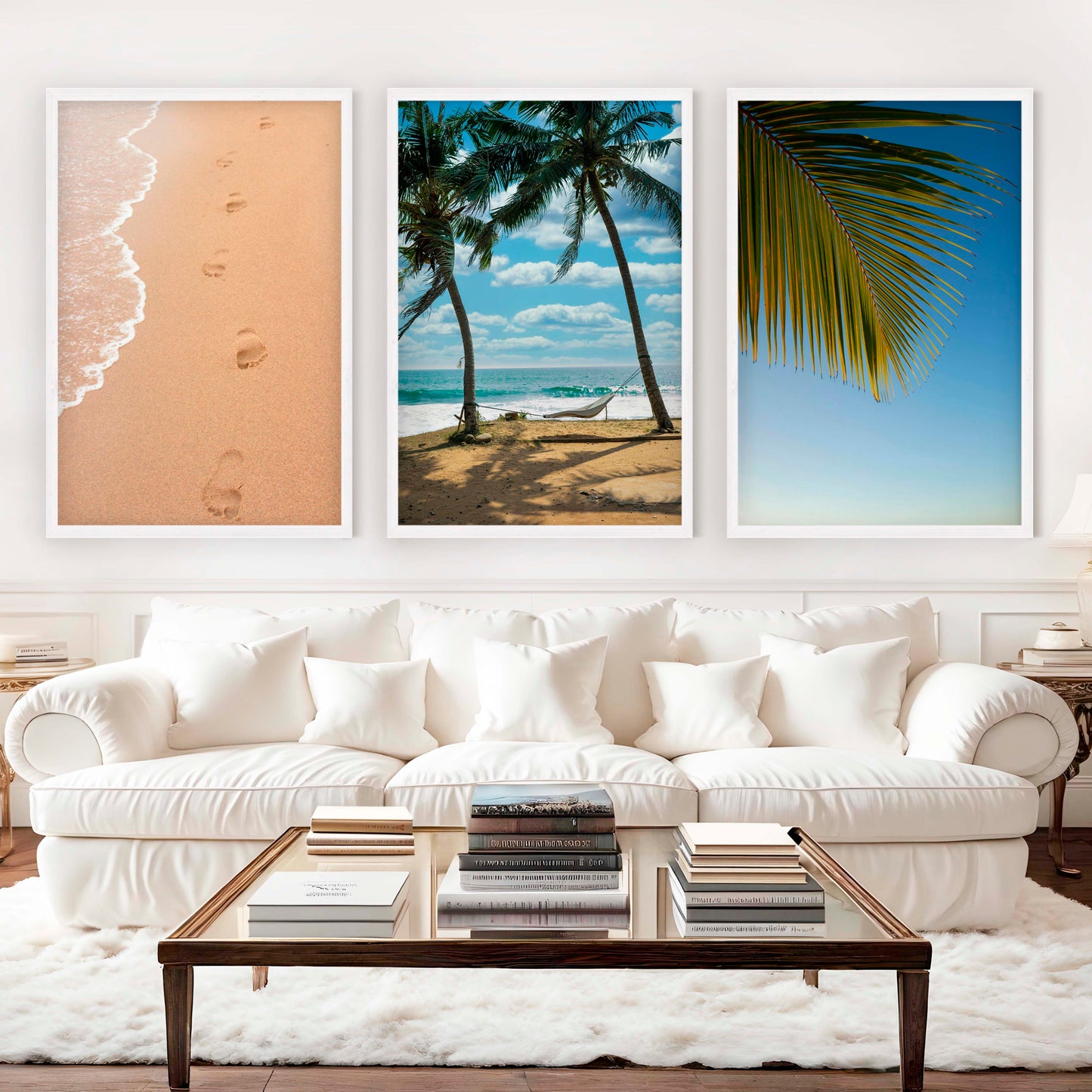 Large Coastal Art – Footprints & Palm Beach Trio