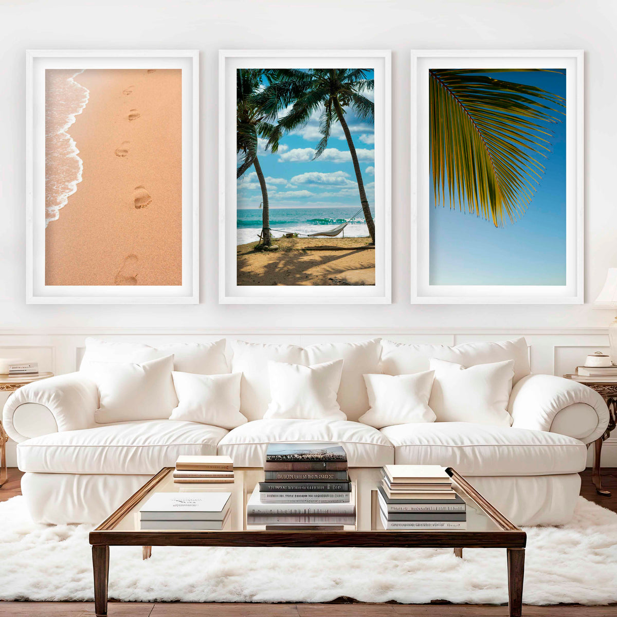 Large Coastal Art – Footprints & Palm Beach Trio